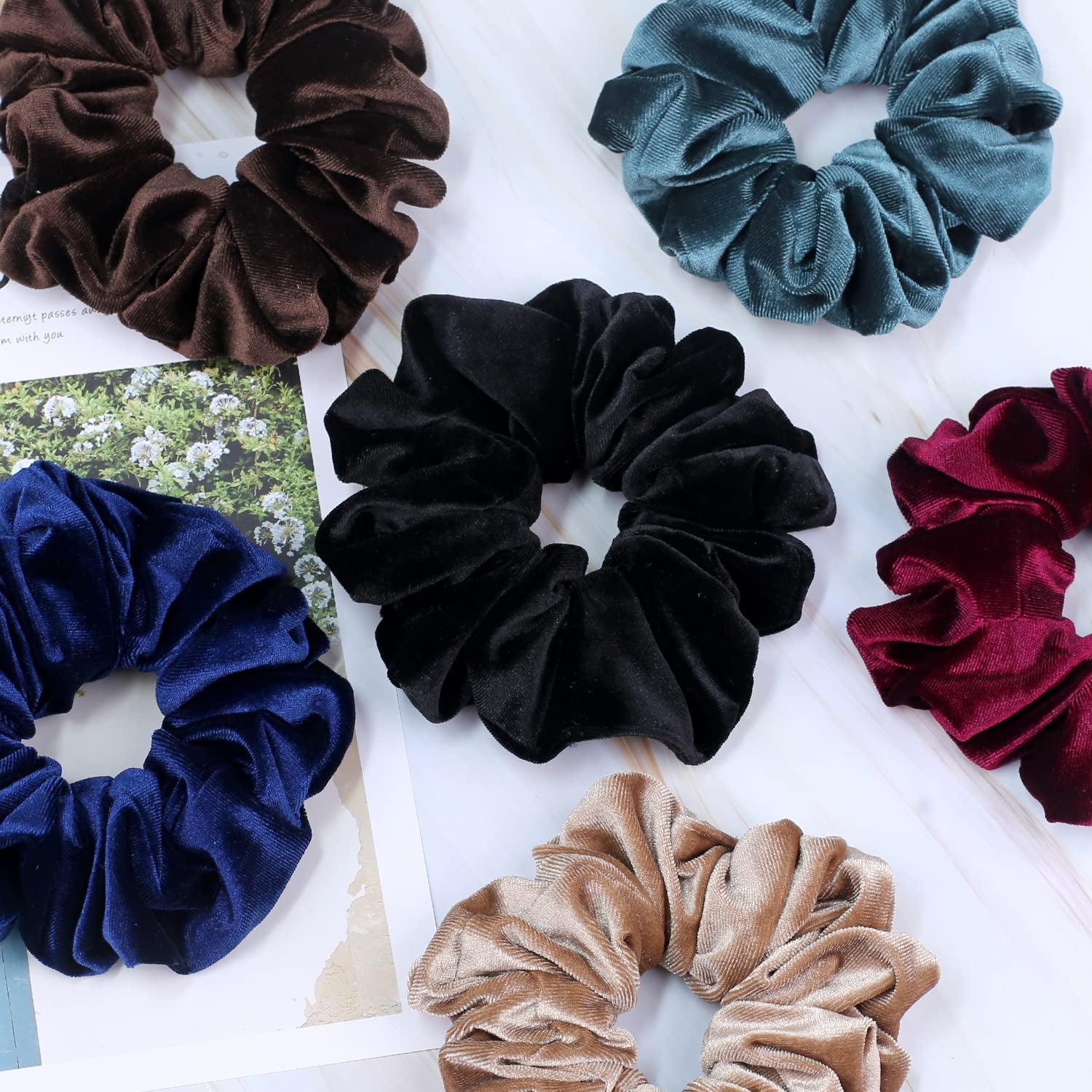 Extra Large Velvet Scrunchies for Thick Hair - Premium Soft Jumbo 4 Pack in Dark Colors