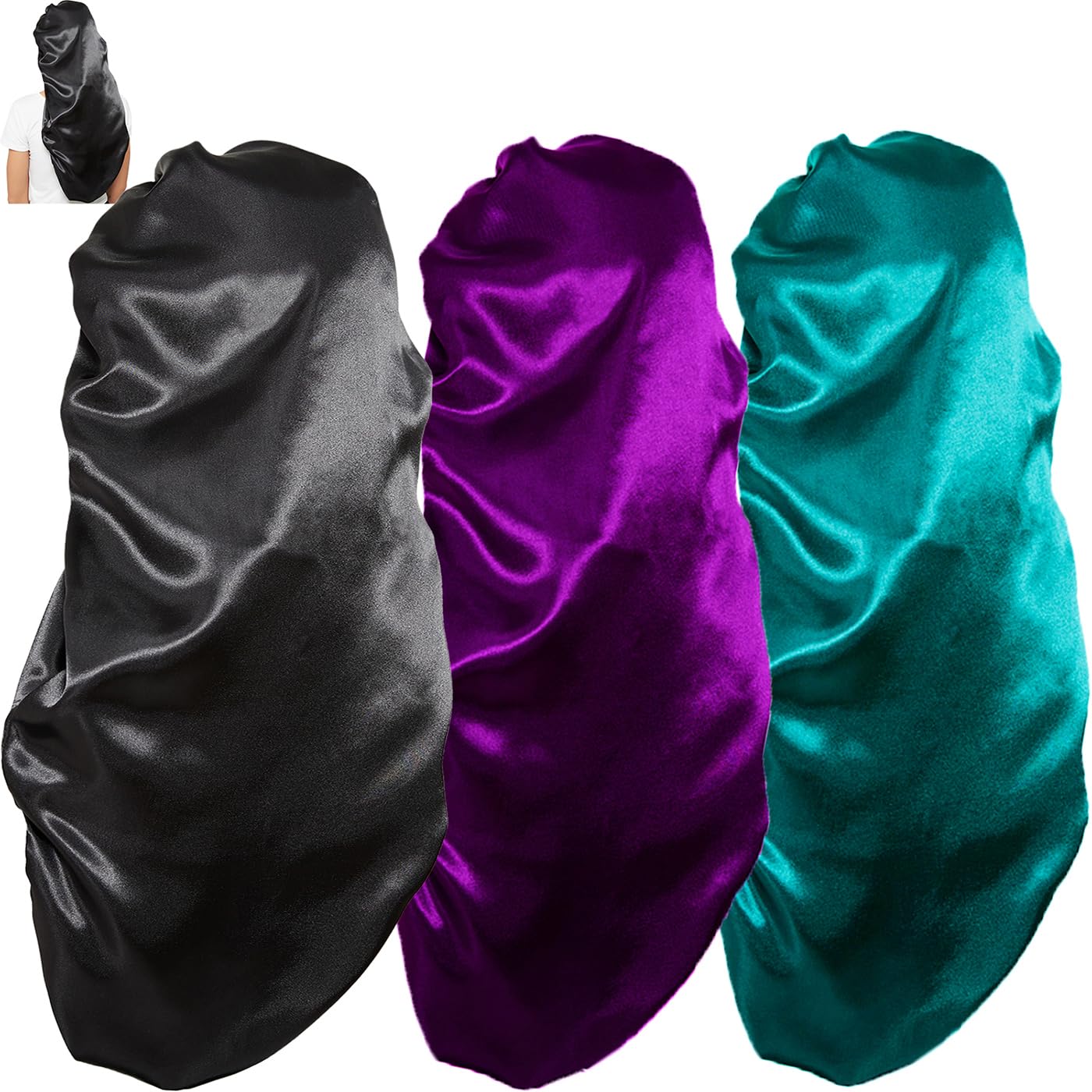 Luxurious Silk Satin Bonnets for Women - 3 Pcs Soft Elastic Hair Wraps for Comfortable Sleep and Hair Care