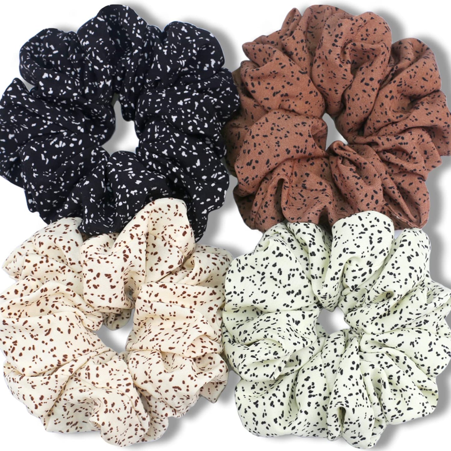 Extra Large Velvet Scrunchies for Thick Hair - Premium Soft Jumbo 4 Pack in Dark Colors