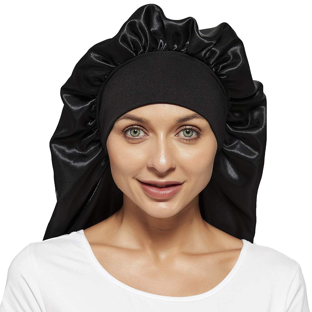 Luxurious Silk Satin Bonnets for Women - 3 Pcs Soft Elastic Hair Wraps for Comfortable Sleep and Hair Care